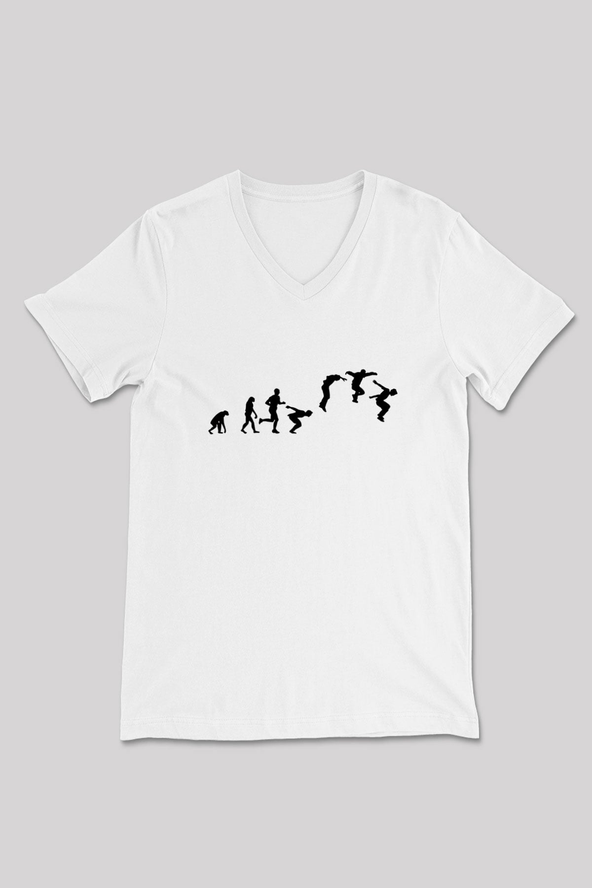 Parkour Baskılı Unisex V Yaka Tişört - Tshirt