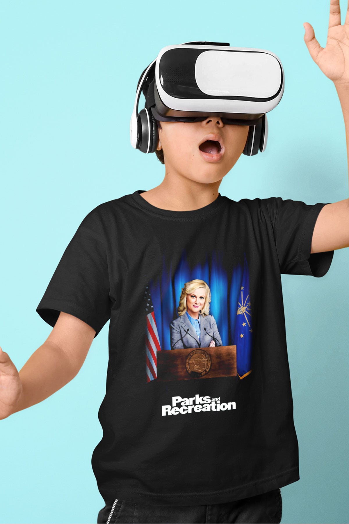 Parks and Recreation Baskılı Siyah Unisex Çocuk Tişört