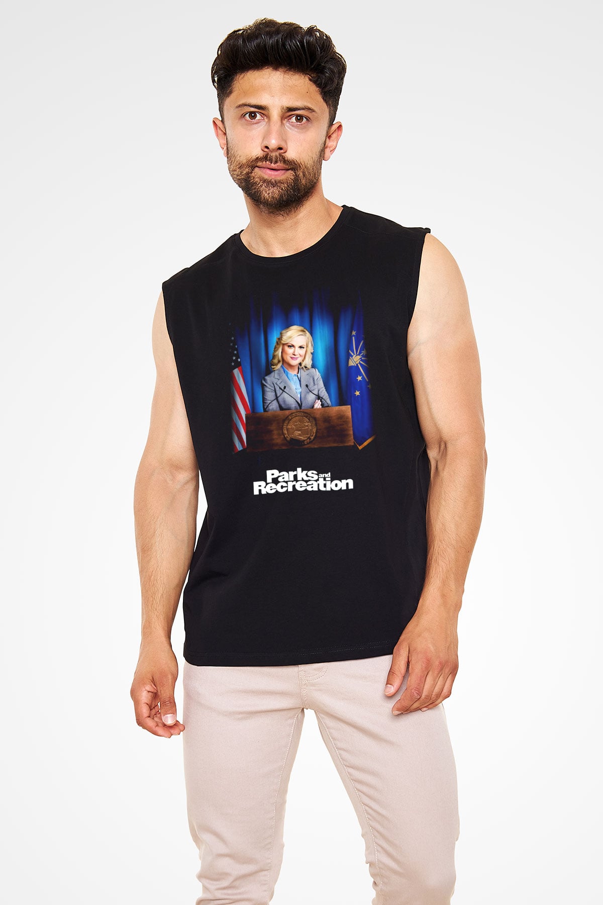 Parks and Recreation Siyah Unisex Kolsuz Tişört