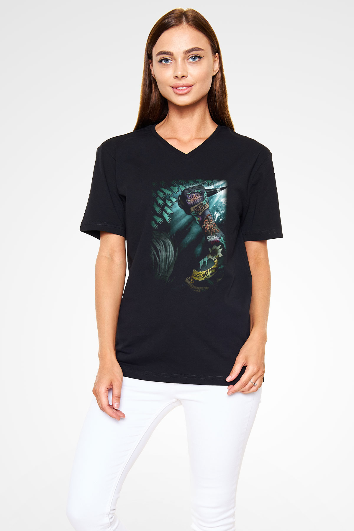 Parkway Drive Siyah Unisex V Yaka Tişört T-Shirt