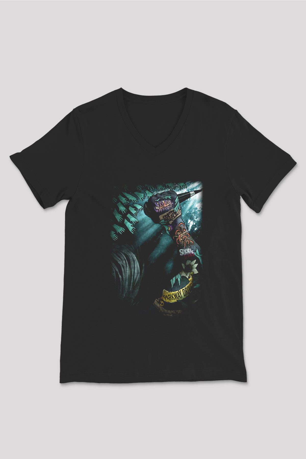 Parkway Drive Siyah Unisex V Yaka Tişört T-Shirt