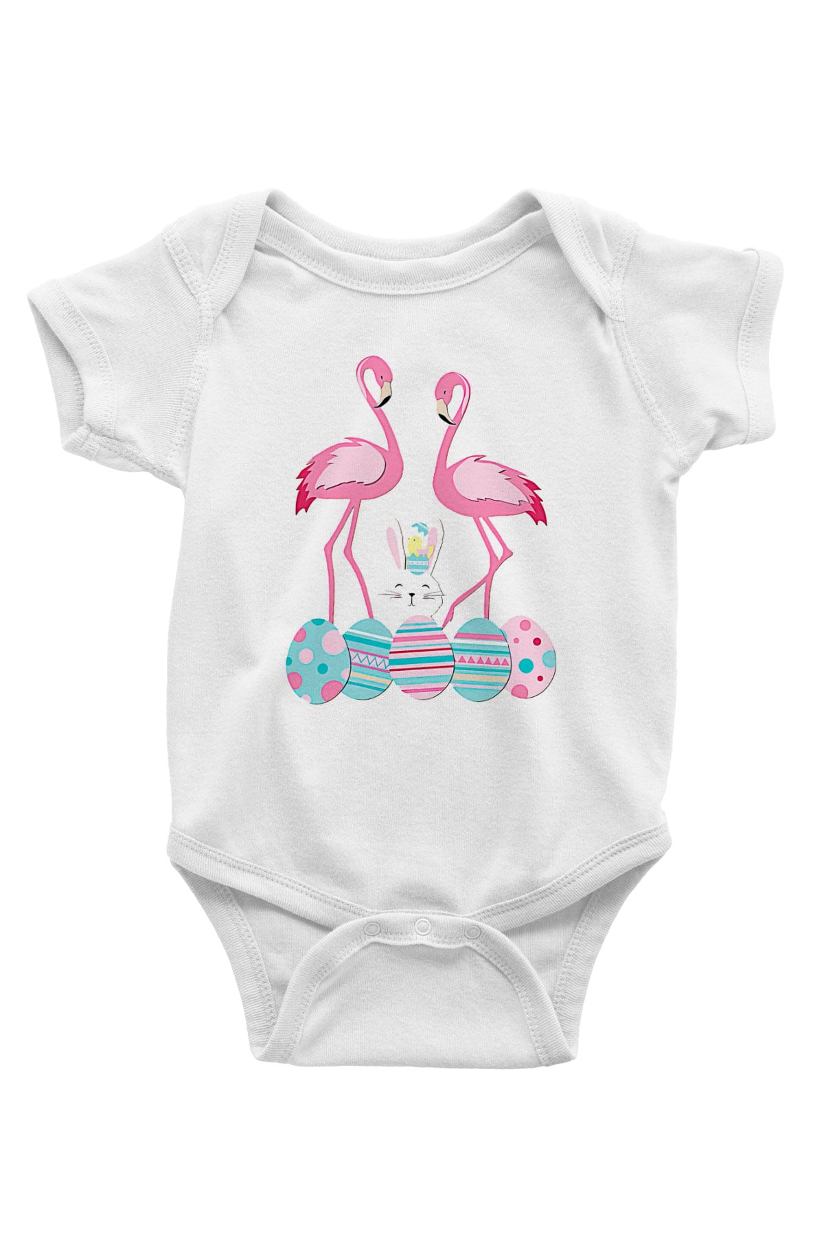 Paskalya Baskılı Beyaz Unisex Bebek Body - Zıbın