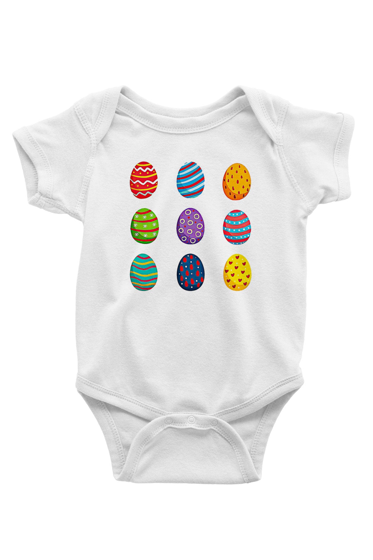Paskalya Baskılı Beyaz Unisex Bebek Body - Zıbın