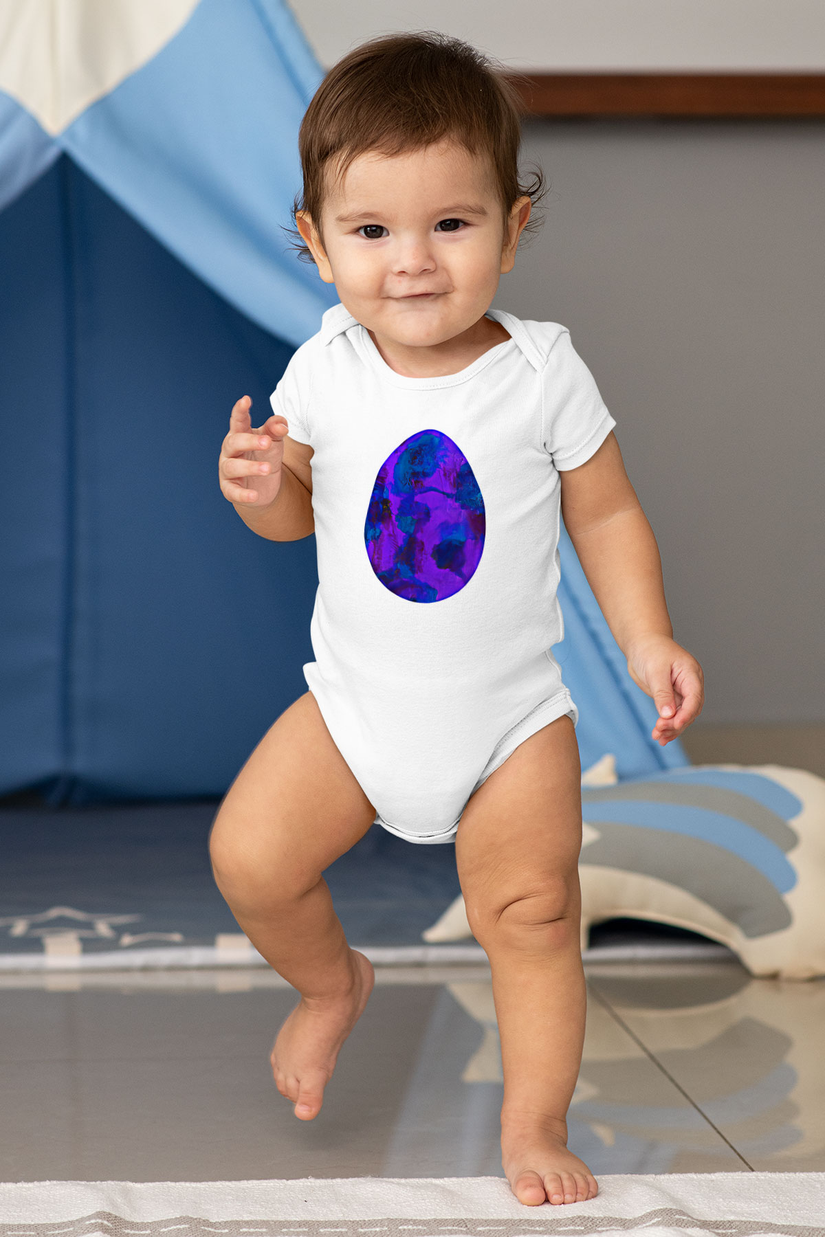 Paskalya Baskılı Beyaz Unisex Bebek Body - Zıbın