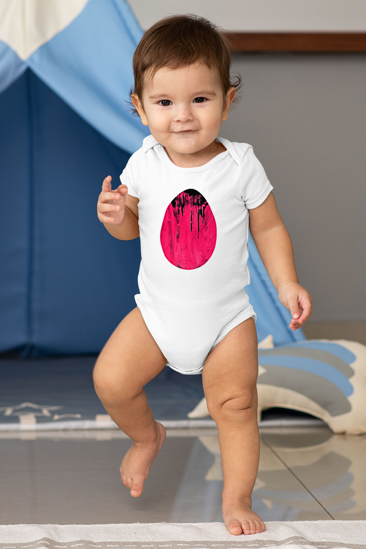 Paskalya Baskılı Beyaz Unisex Bebek Body - Zıbın