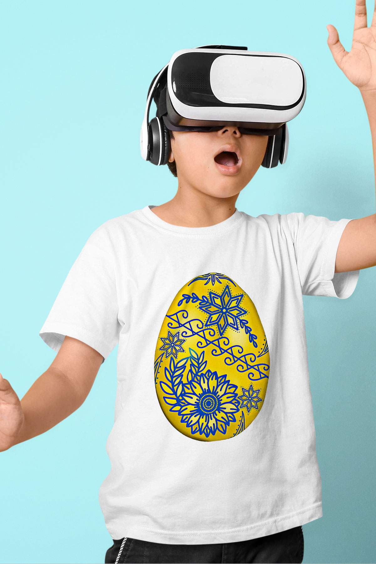 Paskalya Baskılı Beyaz Unisex Beyaz Çocuk Tişört - Tshirt