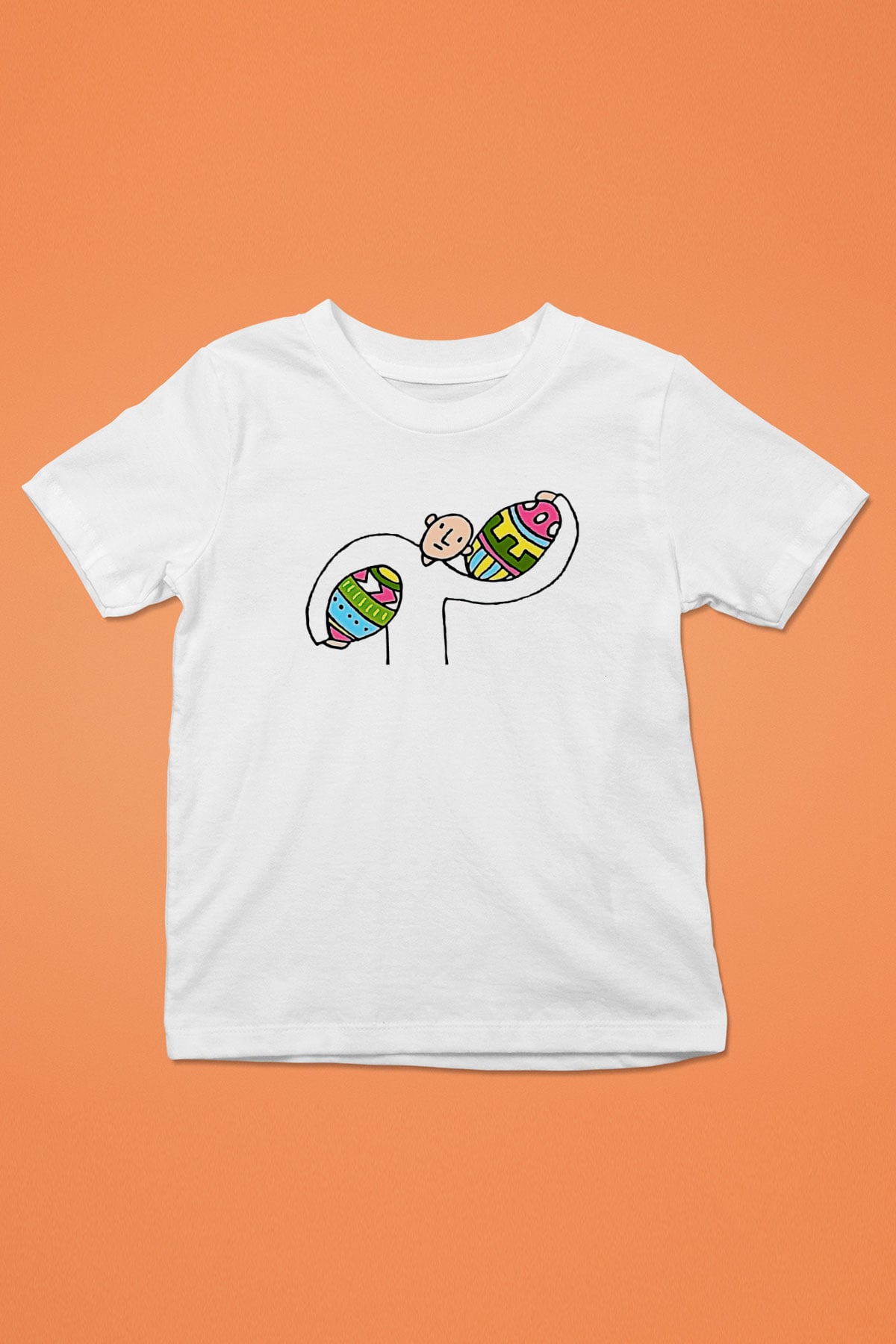 Paskalya Baskılı Beyaz Unisex Beyaz Çocuk Tişört - Tshirt