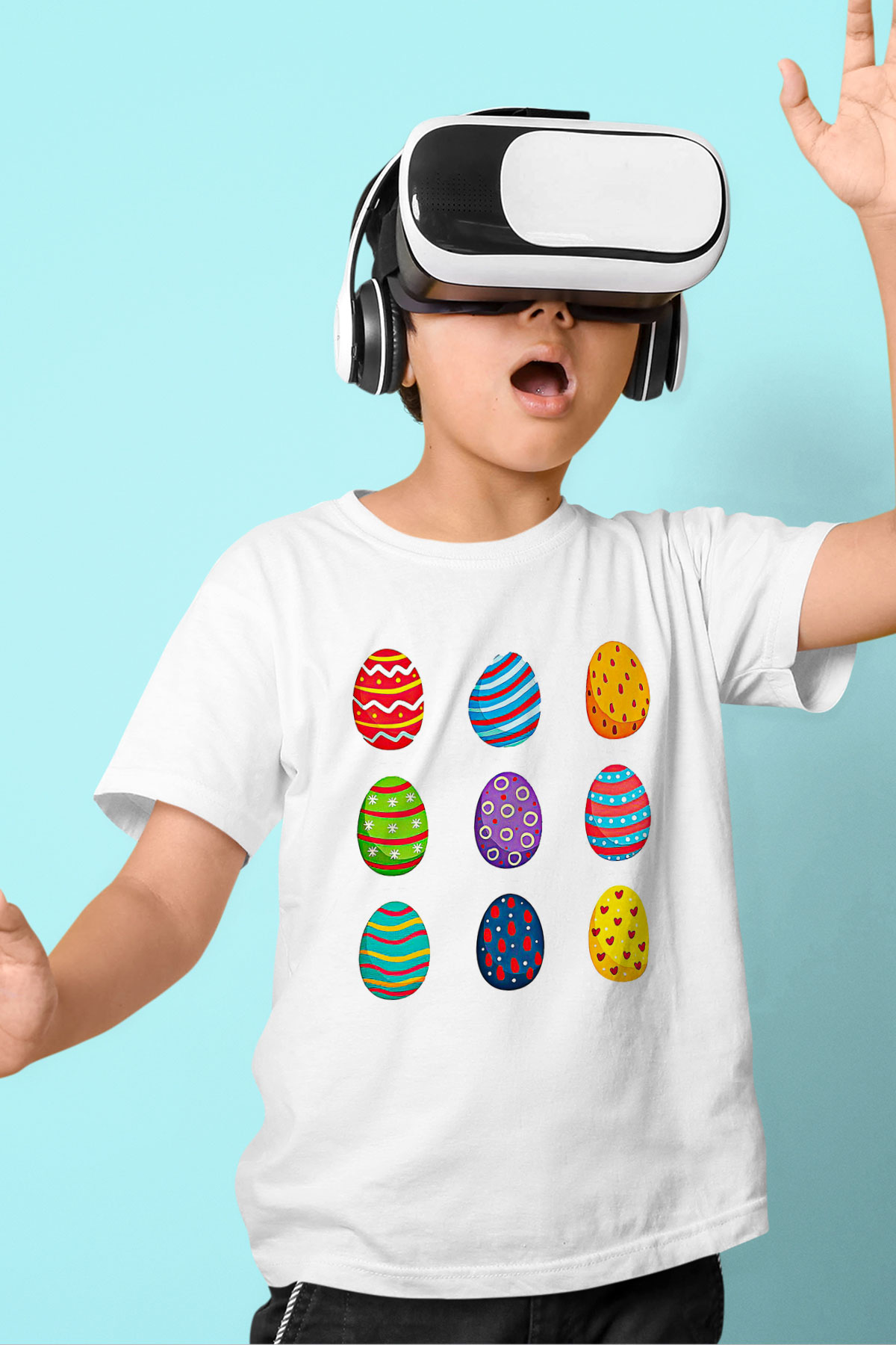 Paskalya Baskılı Beyaz Unisex Beyaz Çocuk Tişört - Tshirt