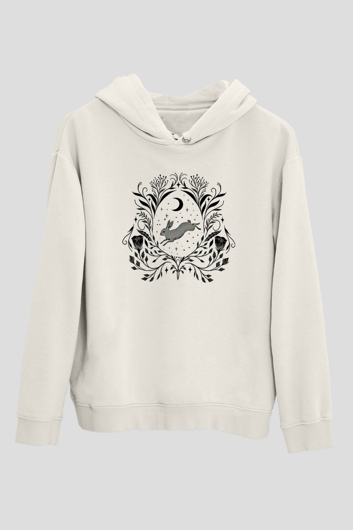 Paskalya Baskılı Beyaz Unisex Kapüşonlu Sweatshirt