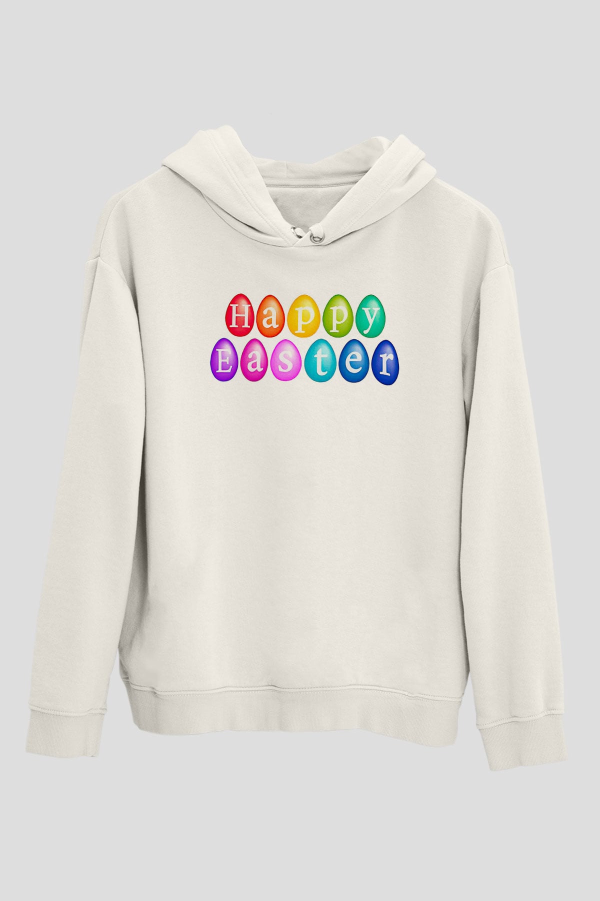 Paskalya Baskılı Beyaz Unisex Kapüşonlu Sweatshirt