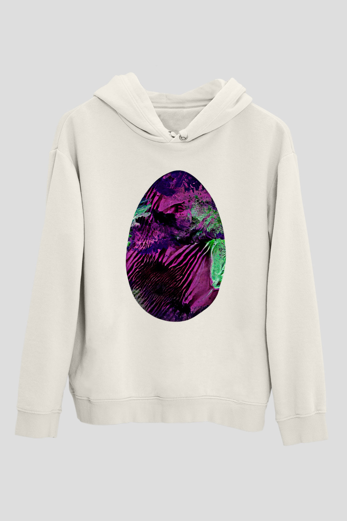 Paskalya Baskılı Beyaz Unisex Kapüşonlu Sweatshirt