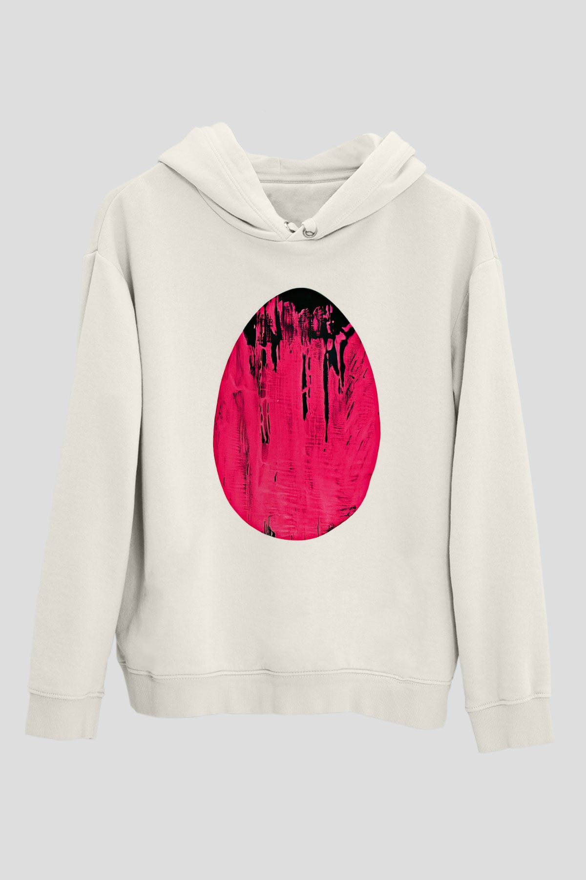 Paskalya Baskılı Beyaz Unisex Kapüşonlu Sweatshirt
