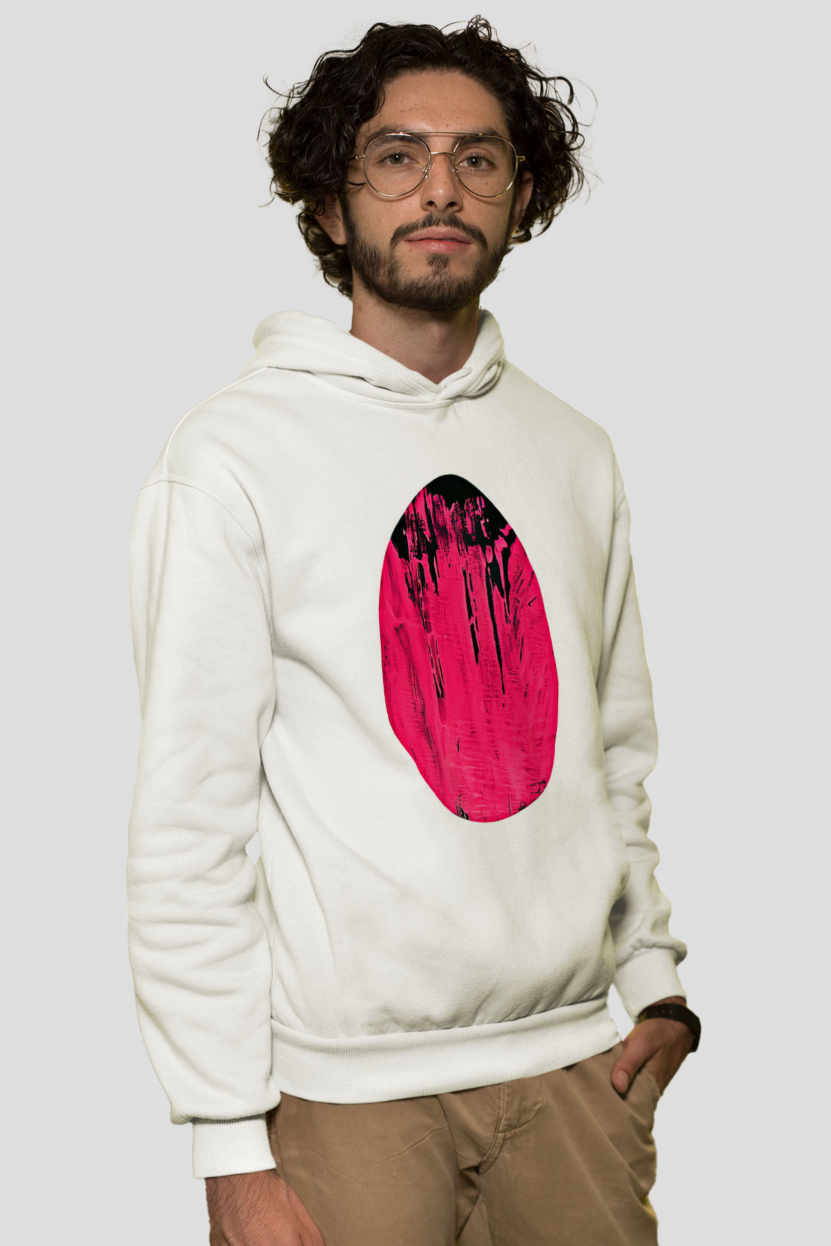 Paskalya Baskılı Beyaz Unisex Kapüşonlu Sweatshirt