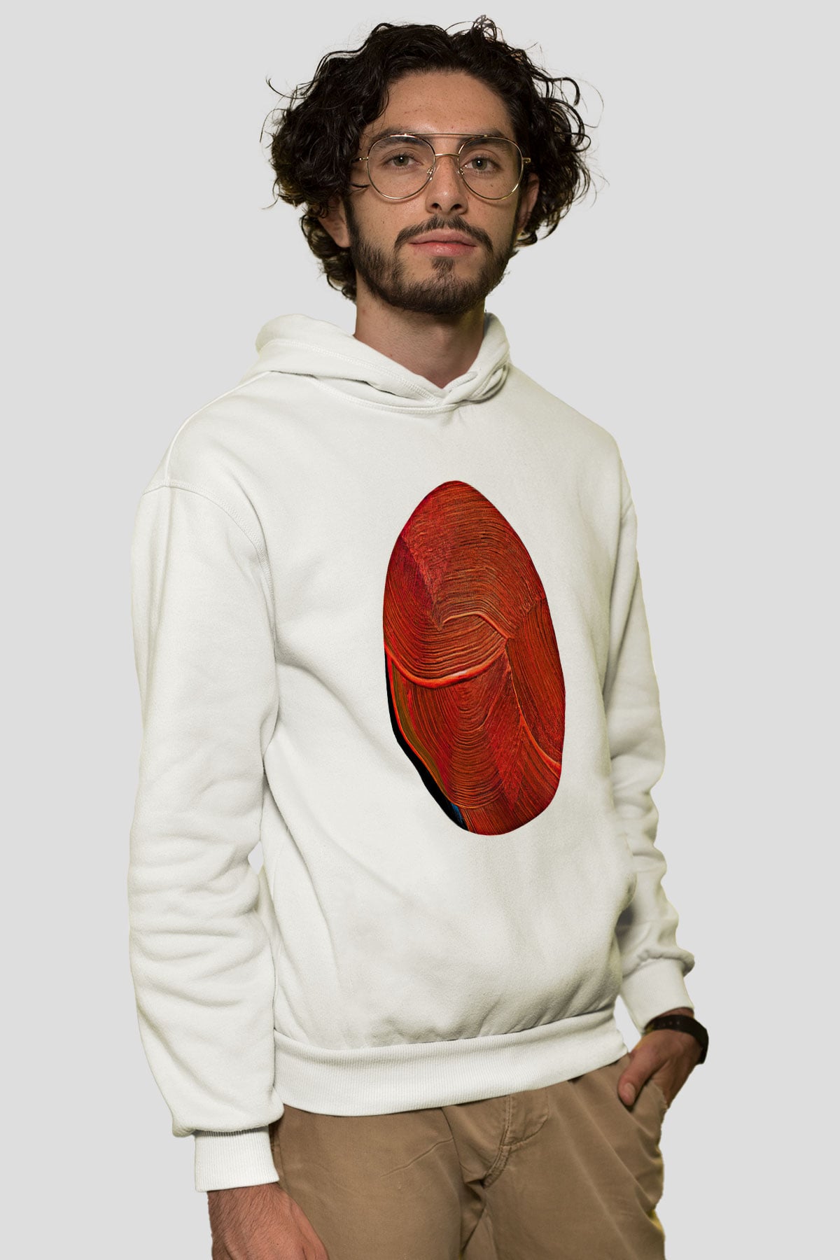 Paskalya Baskılı Beyaz Unisex Kapüşonlu Sweatshirt