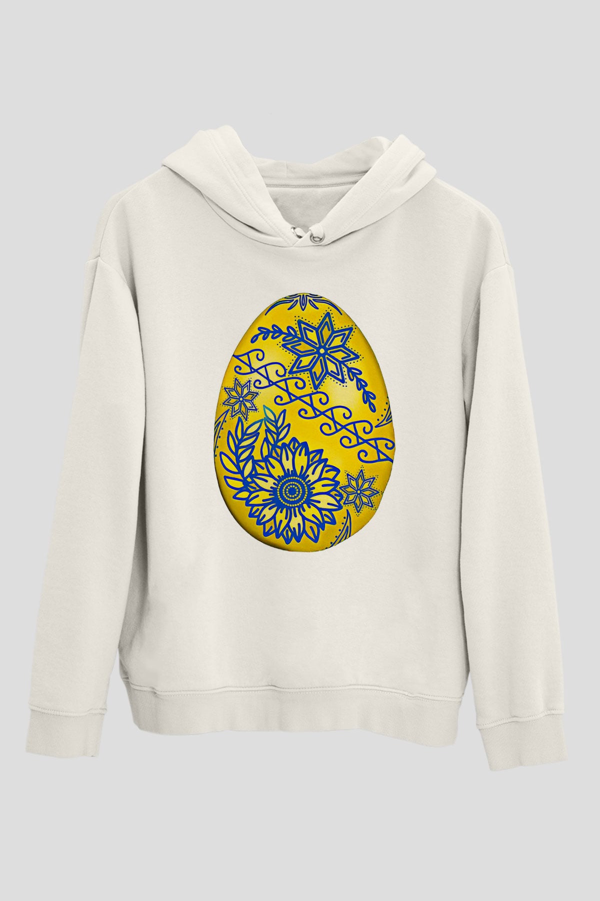 Paskalya Baskılı Beyaz Unisex Kapüşonlu Sweatshirt