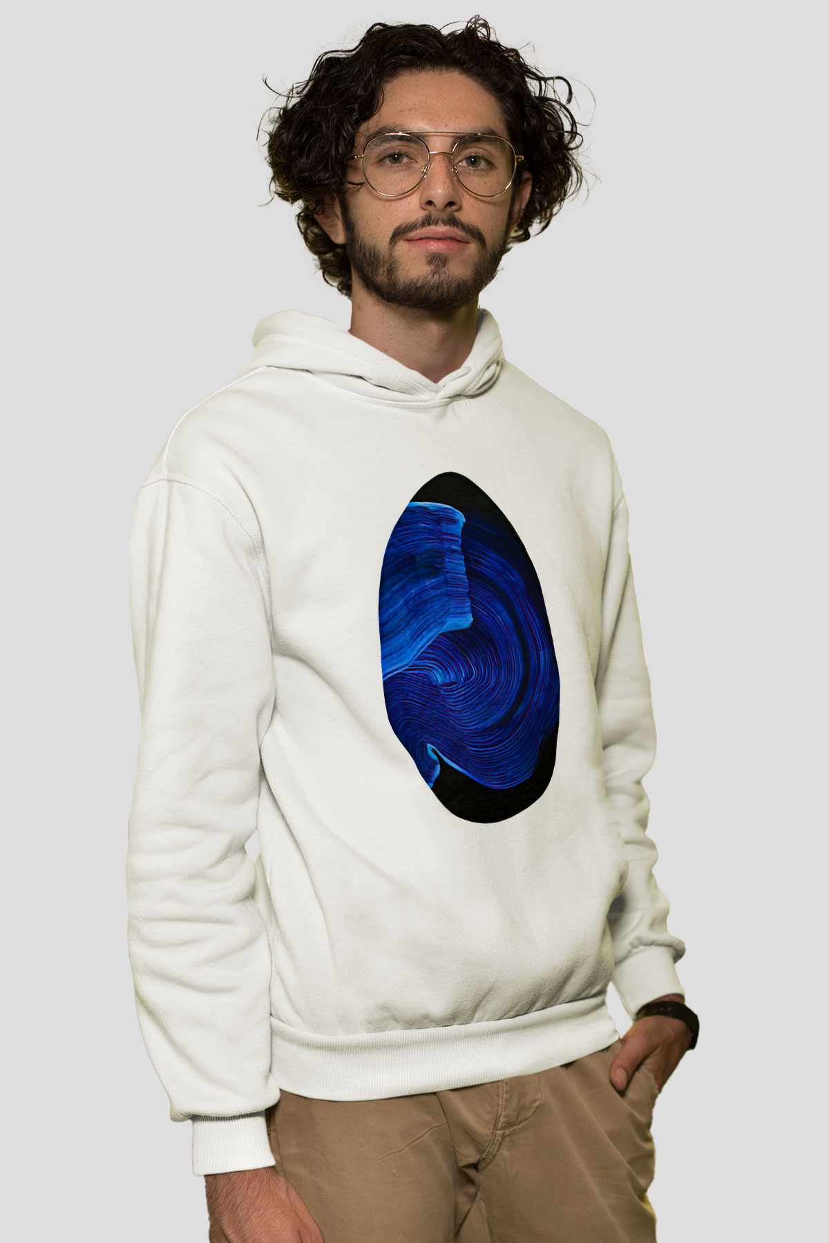 Paskalya Baskılı Beyaz Unisex Kapüşonlu Sweatshirt