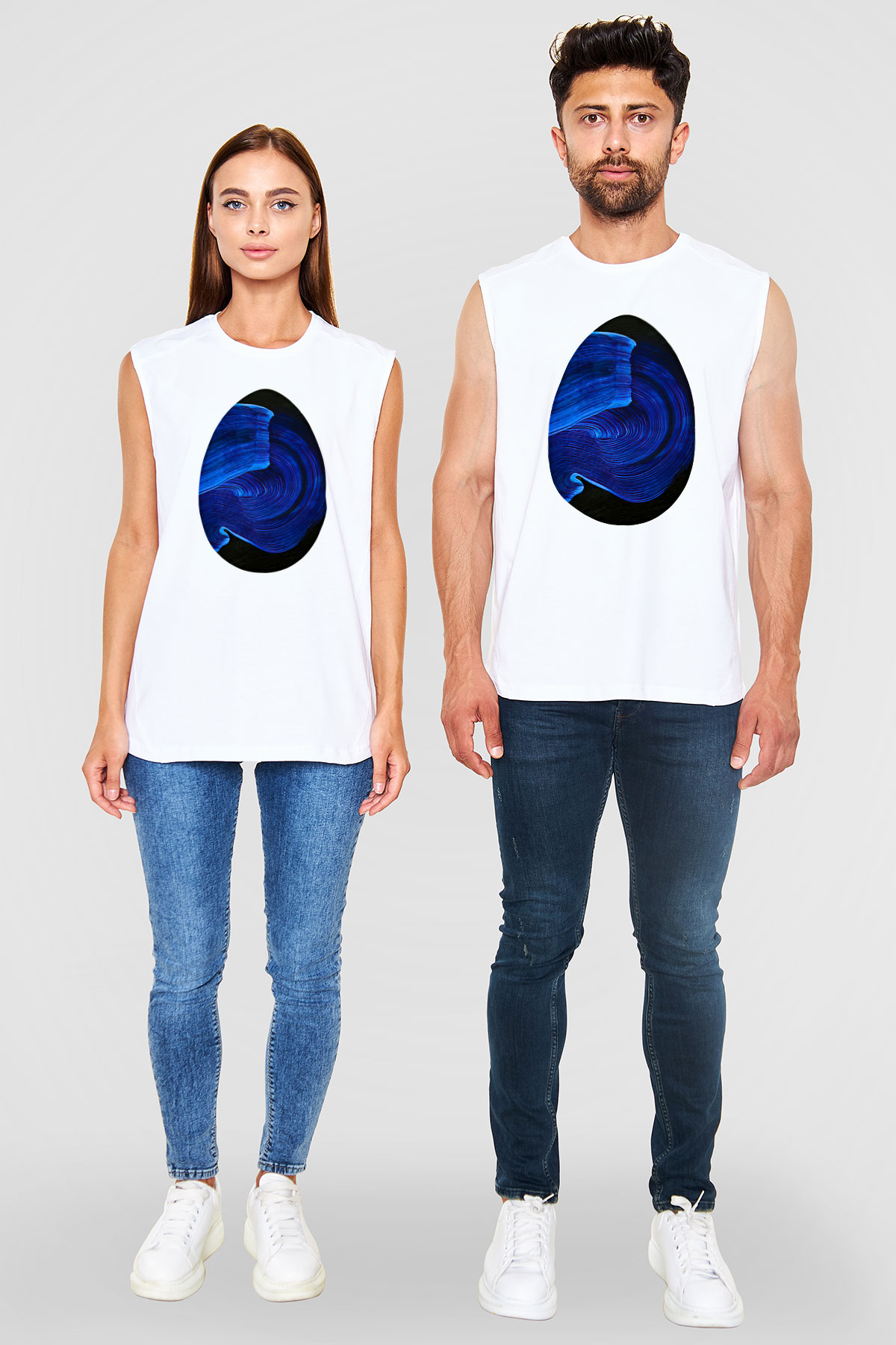 Paskalya Baskılı Beyaz Unisex Kolsuz Tişört - Tshirt