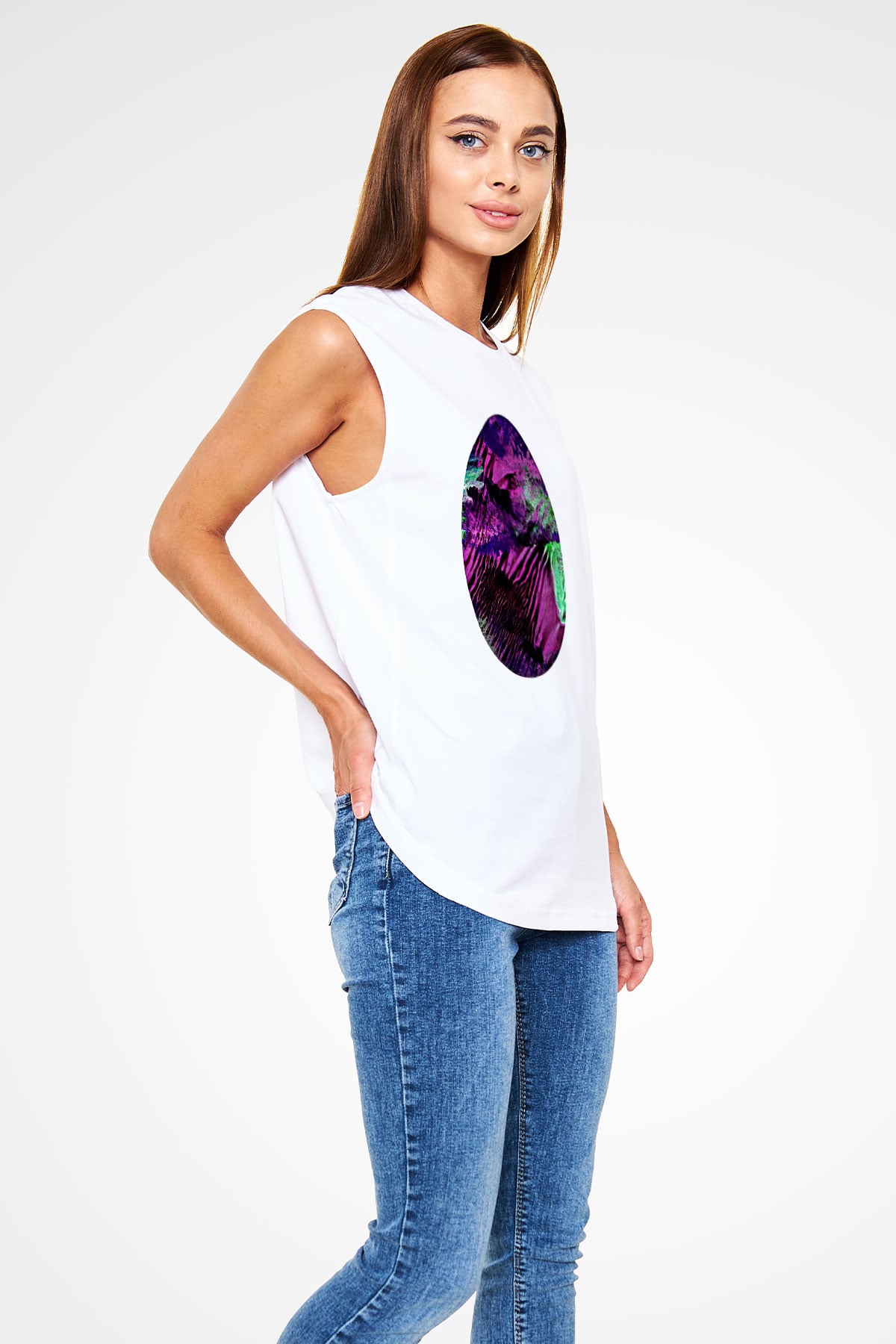 Paskalya Baskılı Beyaz Unisex Kolsuz Tişört - Tshirt