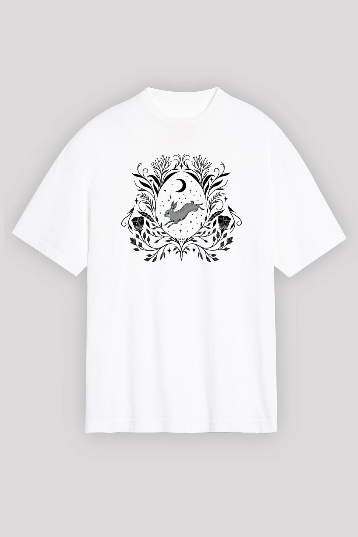 Paskalya Baskılı Beyaz Unisex Oversize Tişört - Tshirt