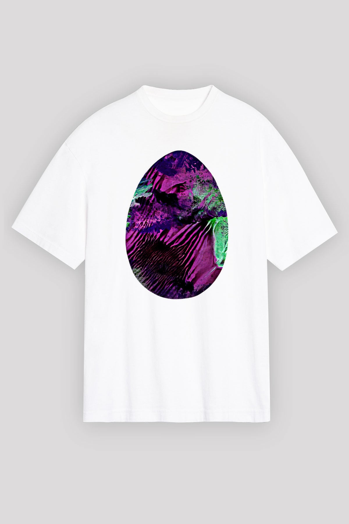 Paskalya Baskılı Beyaz Unisex Oversize Tişört - Tshirt