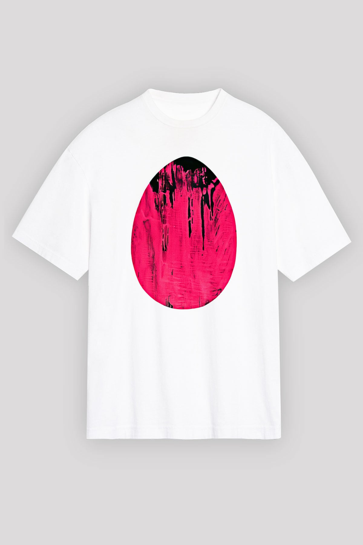 Paskalya Baskılı Beyaz Unisex Oversize Tişört - Tshirt