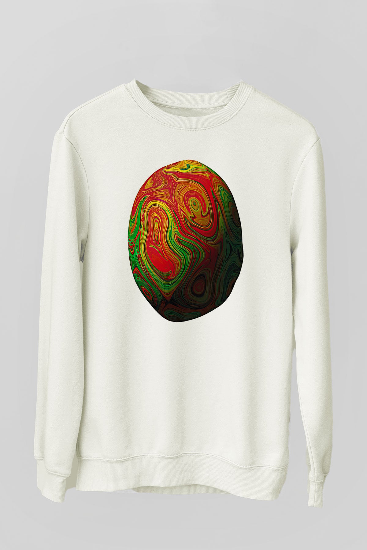 Paskalya Baskılı Beyaz Unisex Sweatshirt