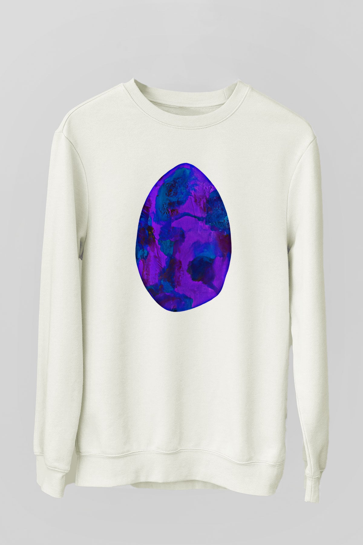Paskalya Baskılı Beyaz Unisex Sweatshirt