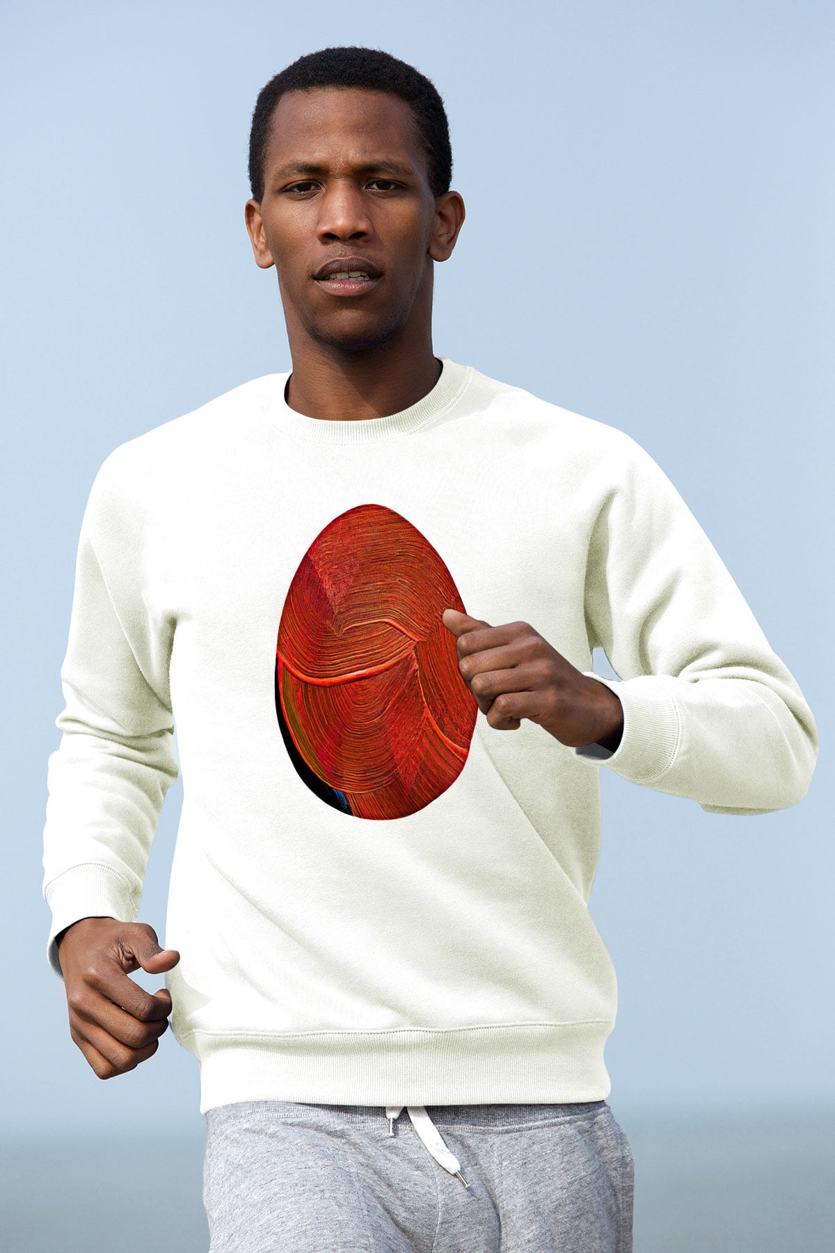 Paskalya Baskılı Beyaz Unisex Sweatshirt