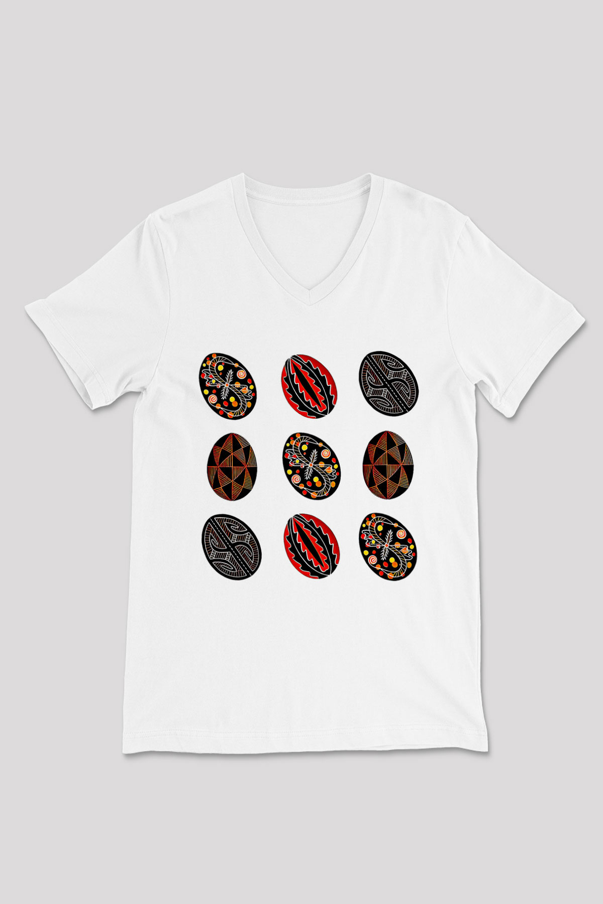 Paskalya Baskılı Beyaz Unisex V Yaka Tişört - Tshirt