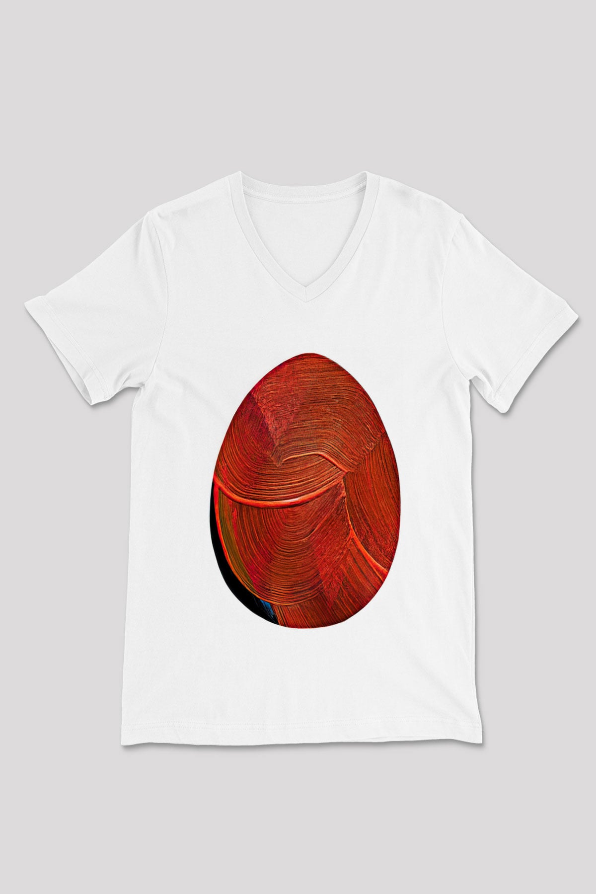 Paskalya Baskılı Beyaz Unisex V Yaka Tişört - Tshirt