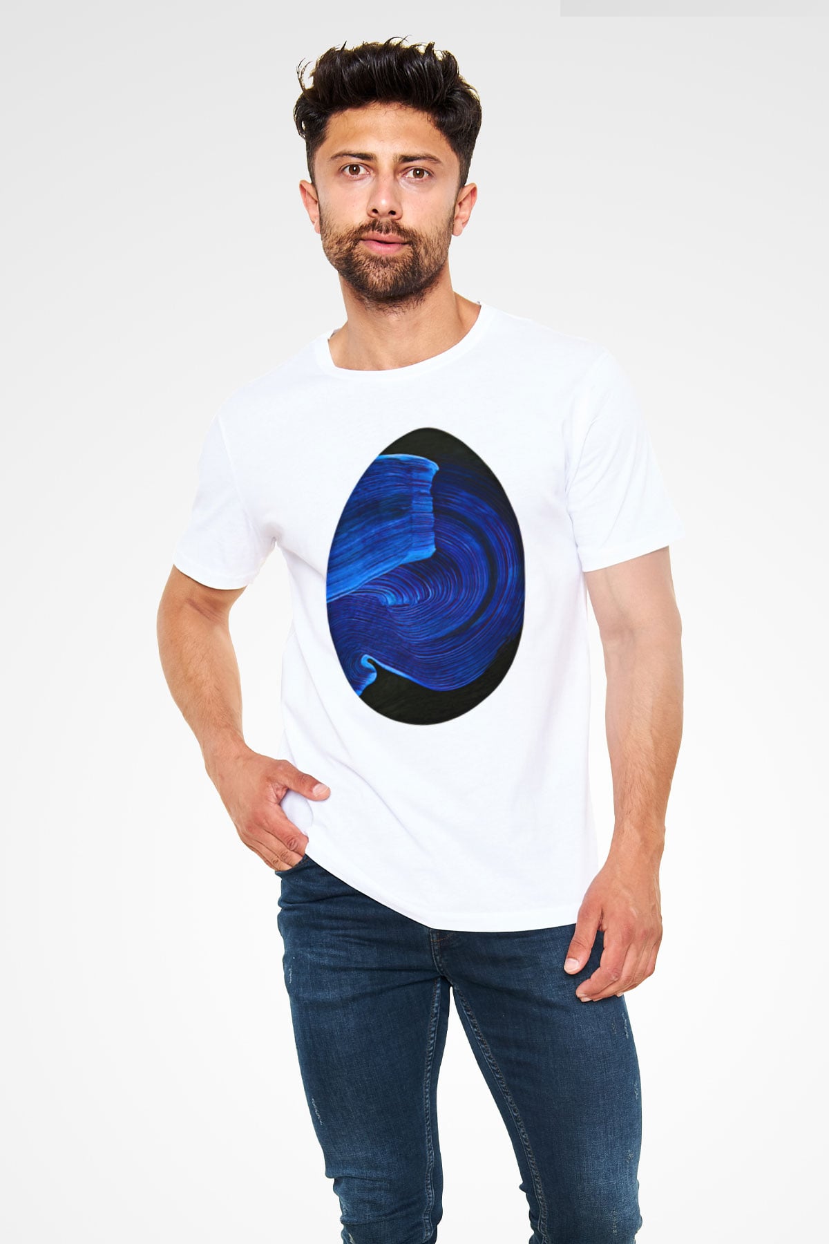 Paskalya Baskılı Unisex Beyaz Tişört - Tshirt