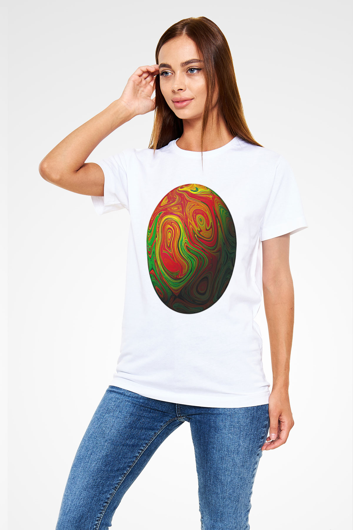 Paskalya Baskılı Unisex Beyaz Tişört - Tshirt