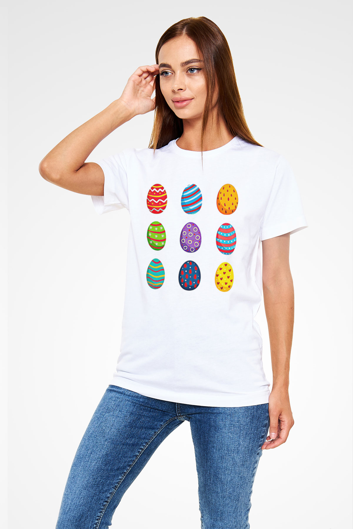 Paskalya Baskılı Unisex Beyaz Tişört - Tshirt