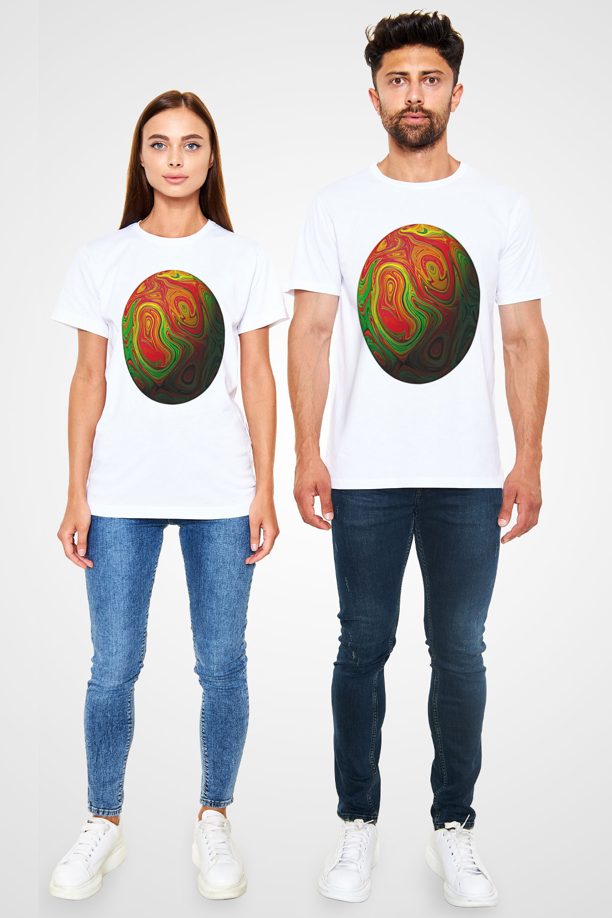Paskalya Baskılı Unisex Beyaz Tişört - Tshirt