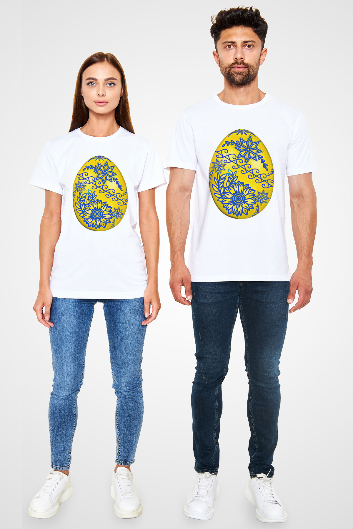 Paskalya Baskılı Unisex Beyaz Tişört - Tshirt