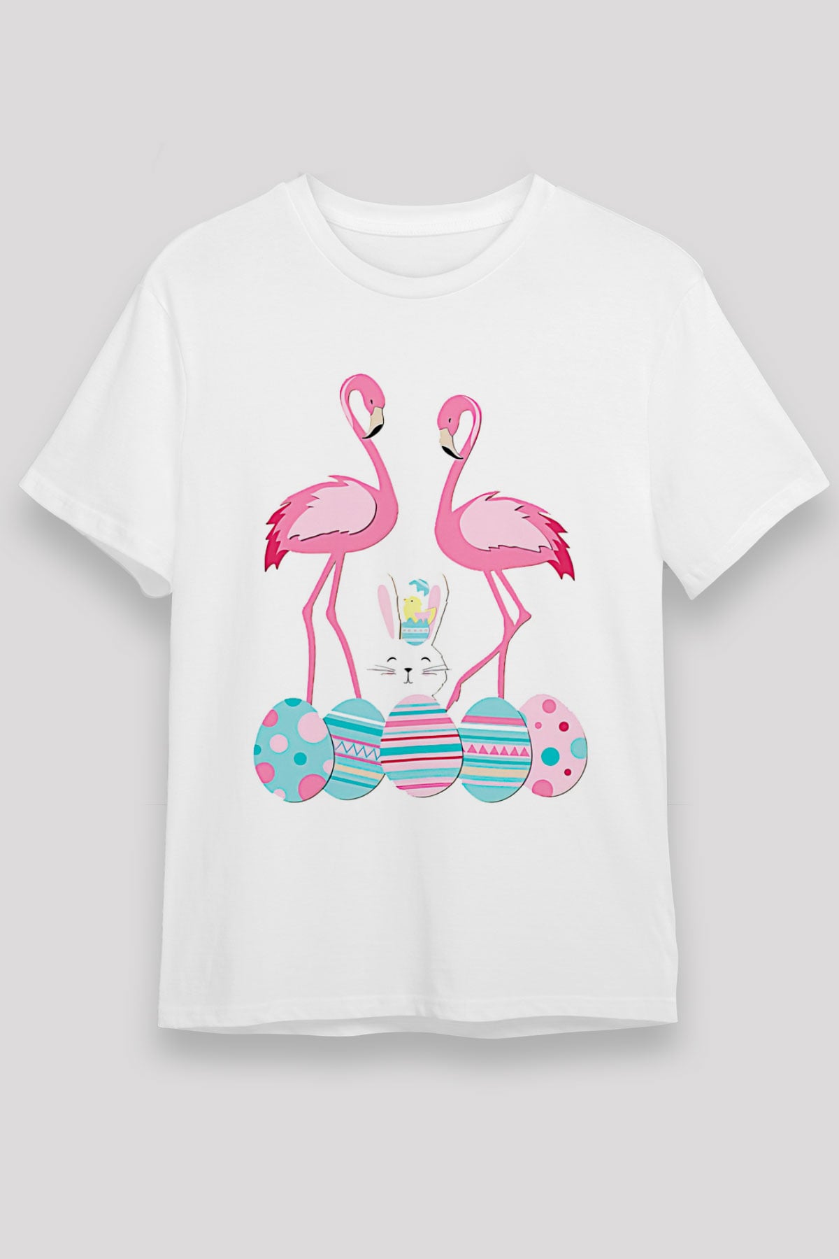 Paskalya Baskılı Unisex Beyaz Tişört - Tshirt