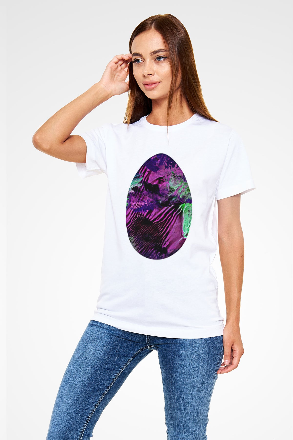 Paskalya Baskılı Unisex Beyaz Tişört - Tshirt