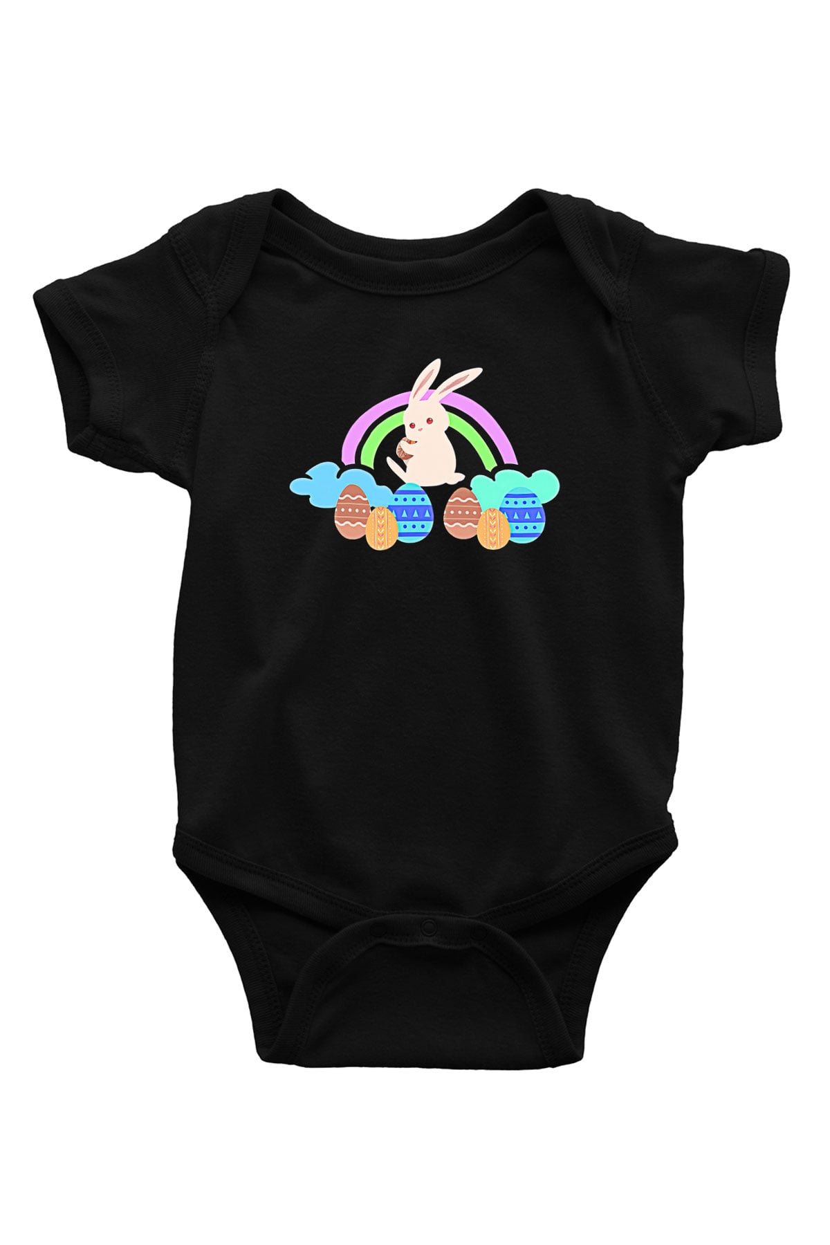 Paskalya Baskılı Unisex Siyah Bebek Body - Zıbın