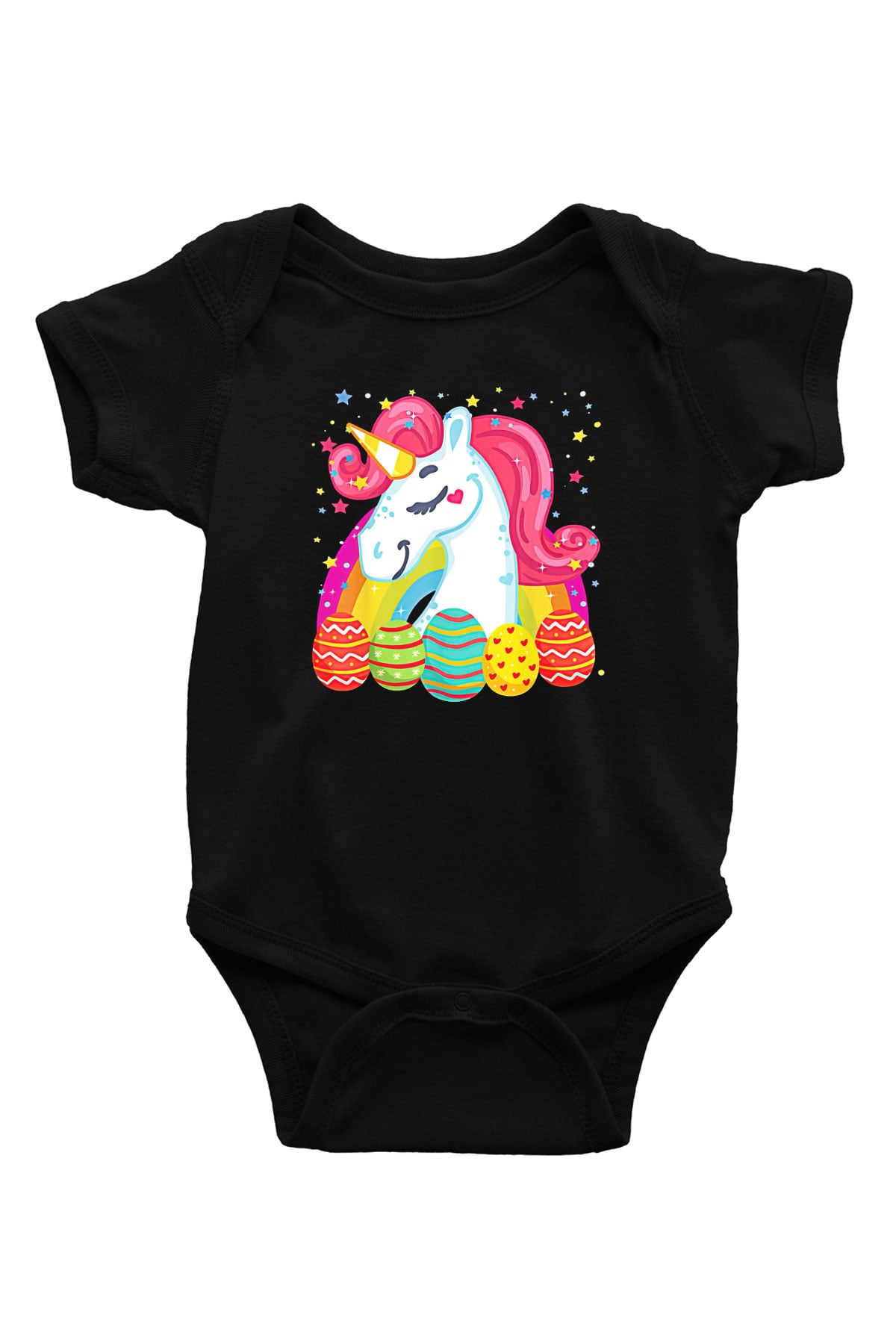 Paskalya Baskılı Unisex Siyah Bebek Body - Zıbın