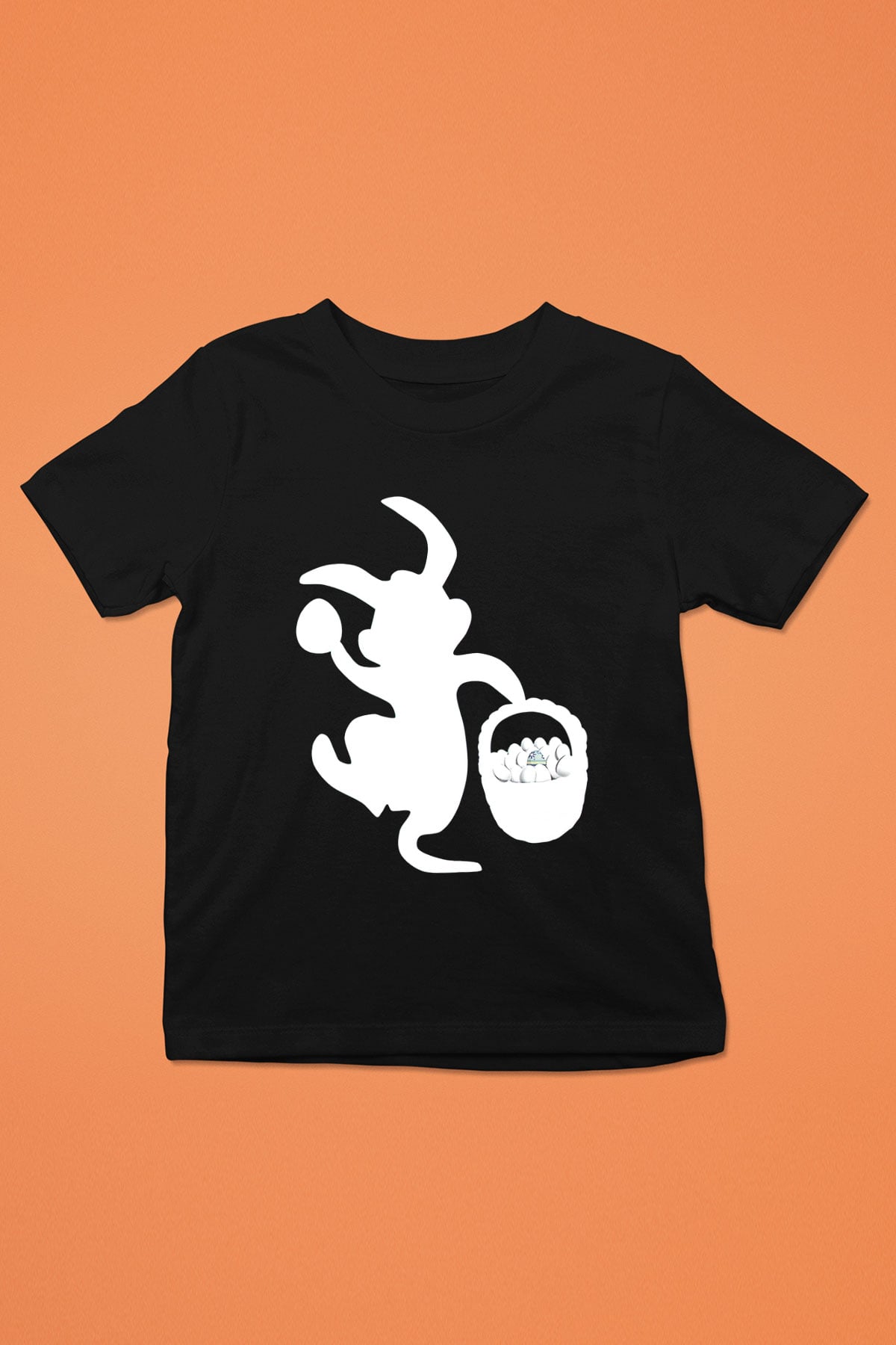 Paskalya Baskılı Unisex Siyah Çocuk Tişört - Tshirt