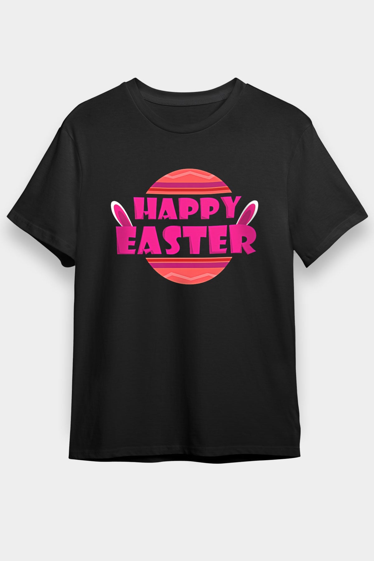 Paskalya Baskılı Unisex Siyah Tişört - Tshirt