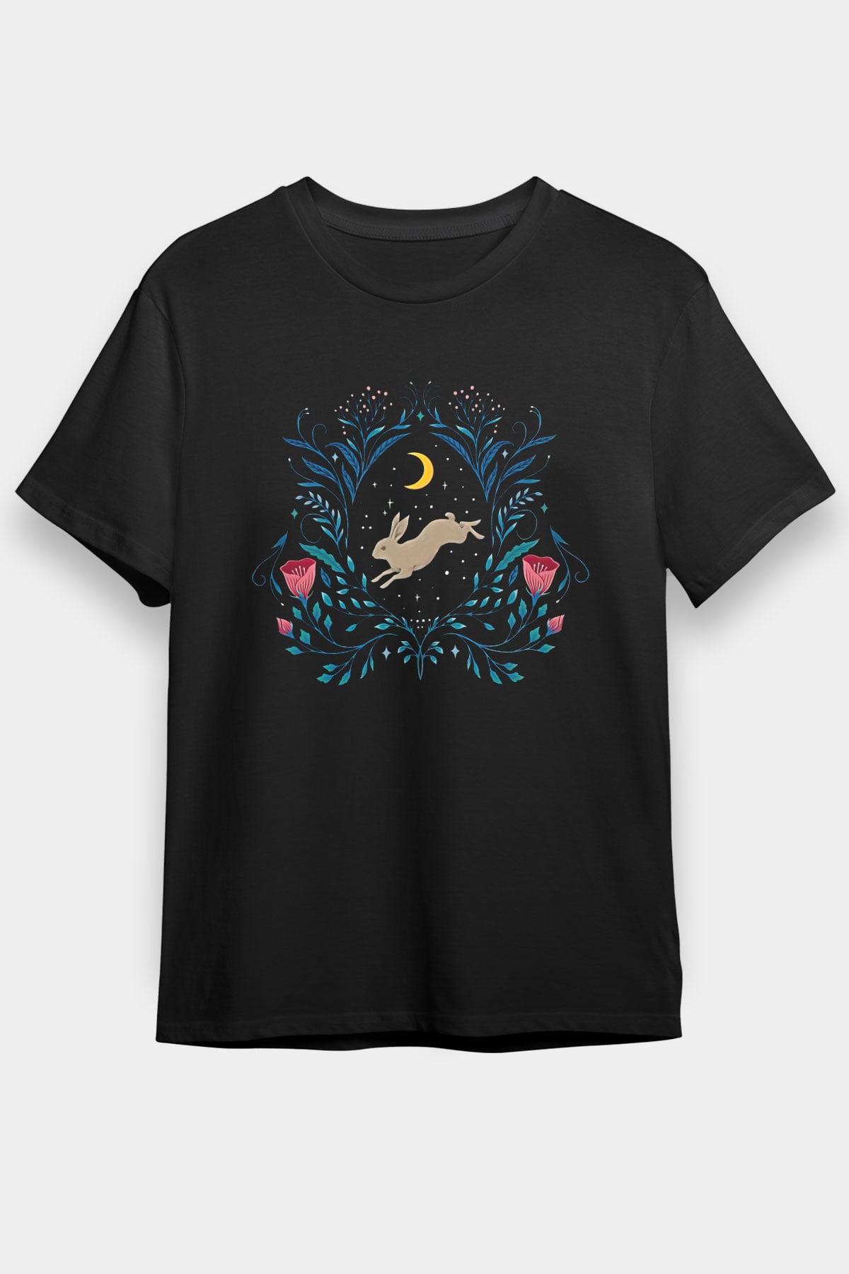 Paskalya Baskılı Unisex Siyah Tişört - Tshirt