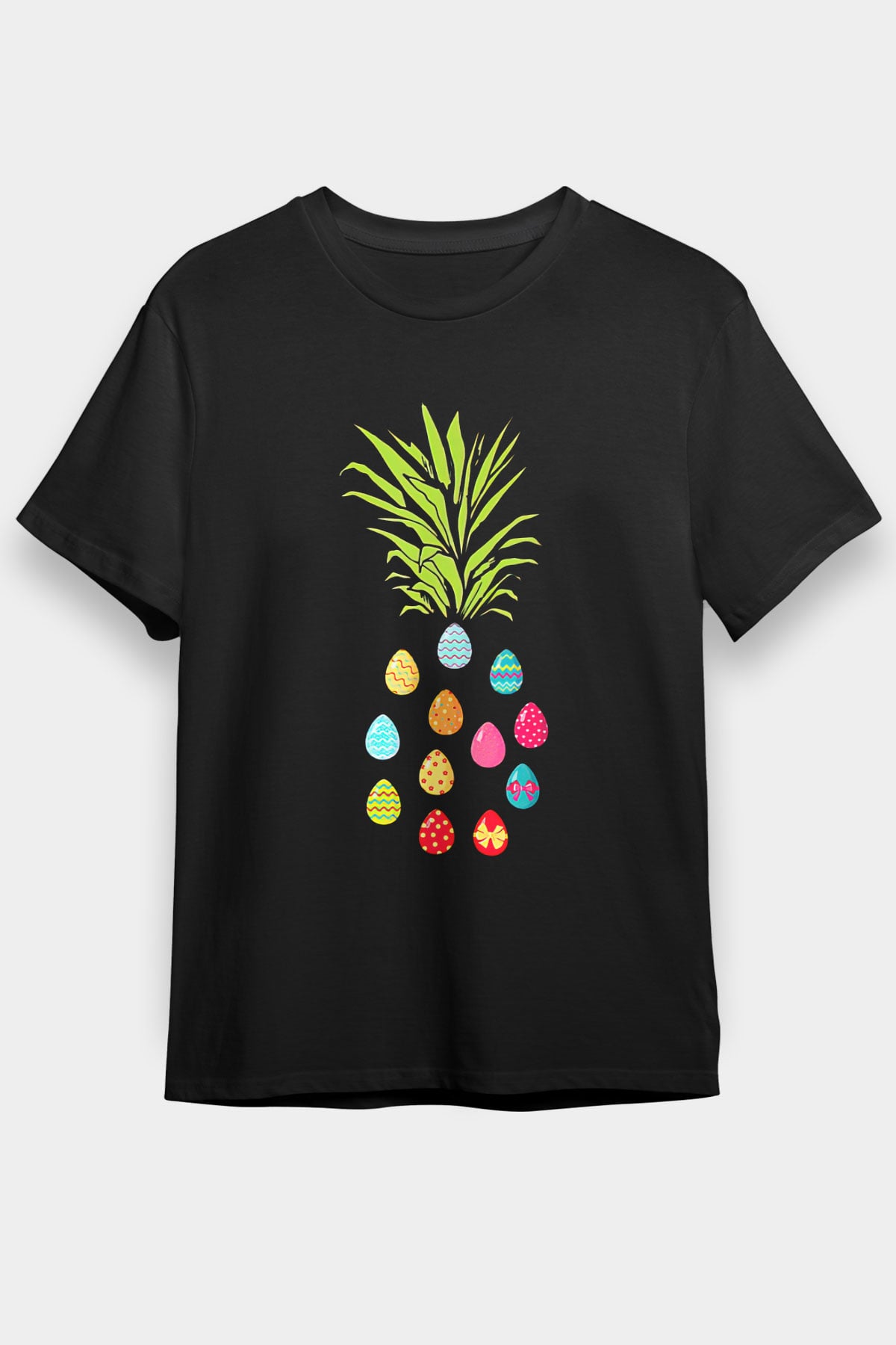 Paskalya Baskılı Unisex Siyah Tişört - Tshirt
