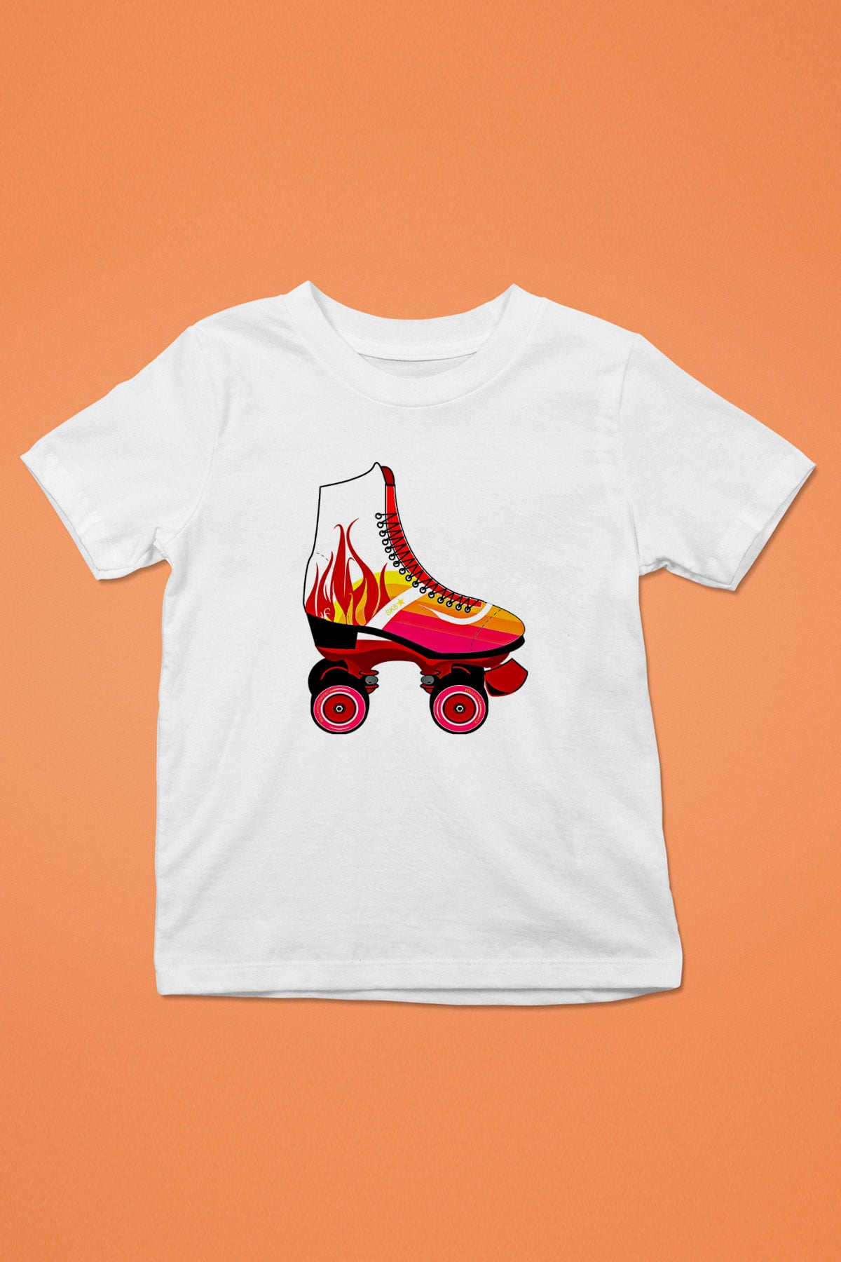 Paten Baskılı Unisex Beyaz Çocuk Tişört - Tshirt