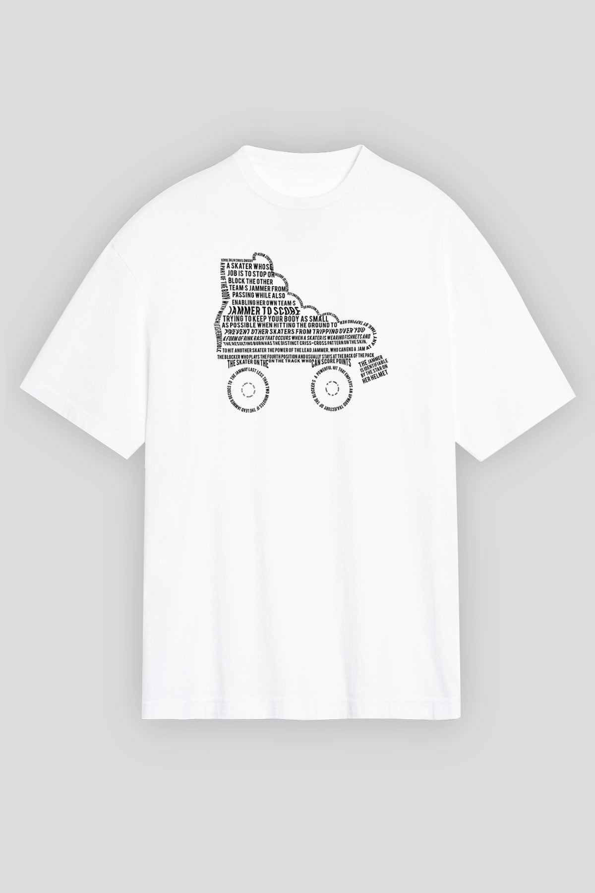 Paten Baskılı Unisex Beyaz Oversize Tişört - Tshirt