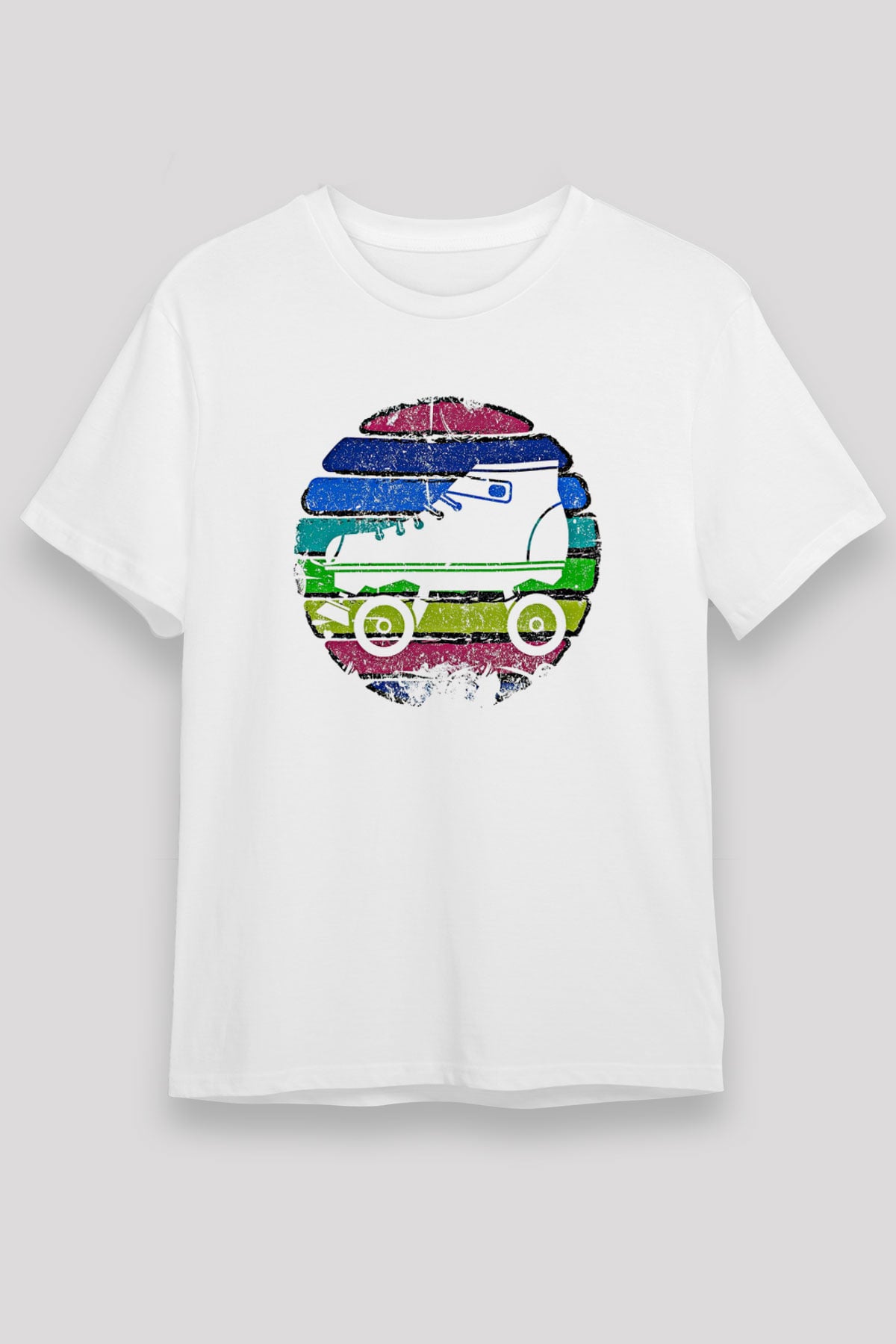 Paten Baskılı Unisex Beyaz Tişört - Tshirt