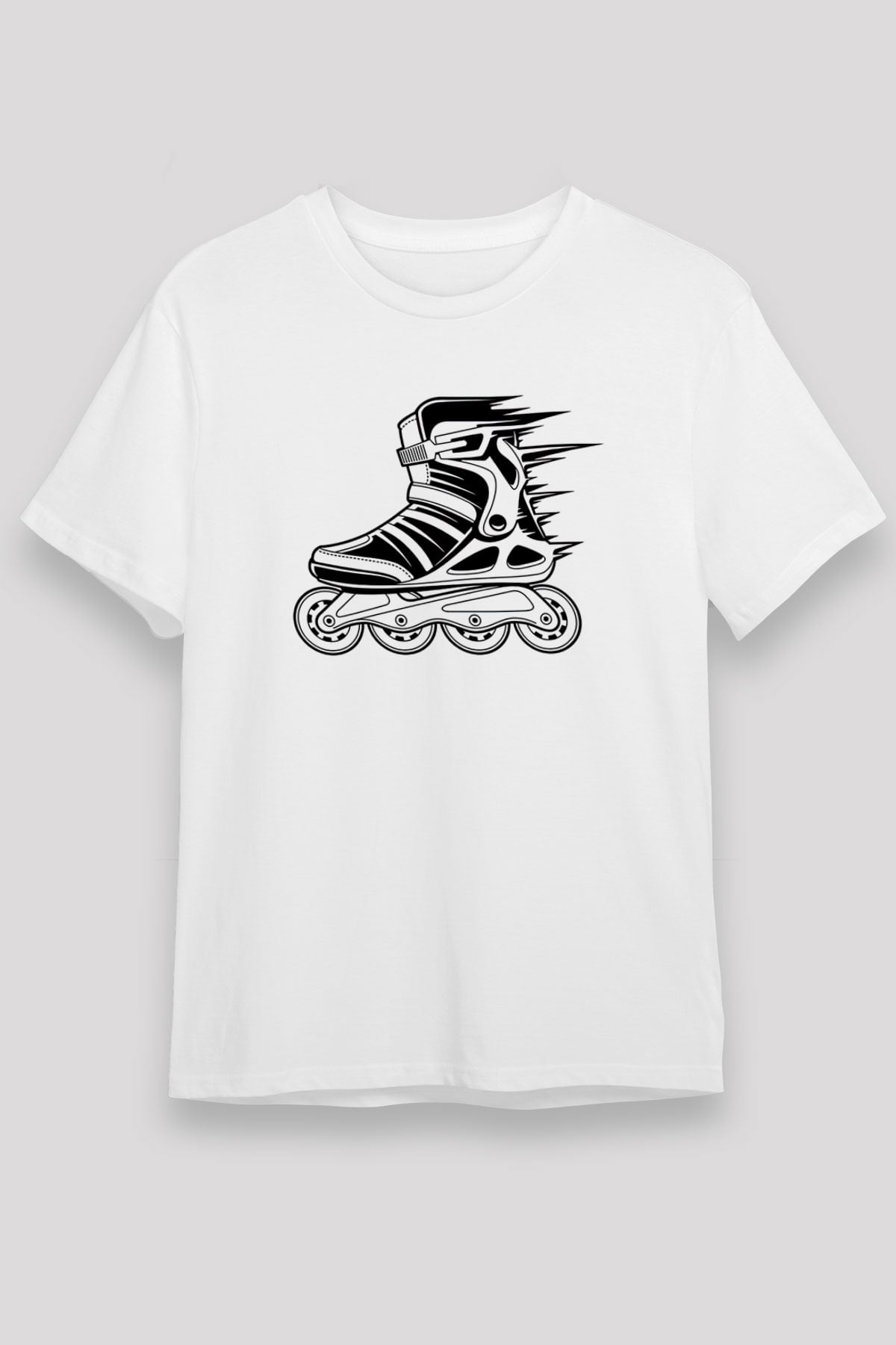 Paten Baskılı Unisex Beyaz Tişört - Tshirt