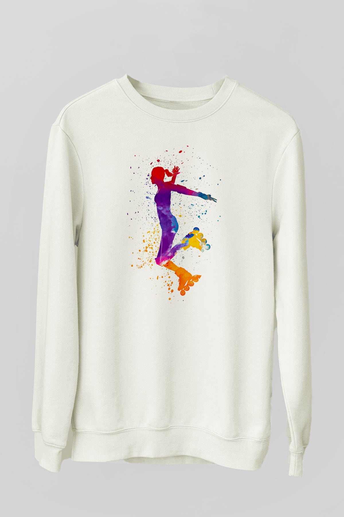 Paten Baskılı Unisex Ekru Sweatshirt