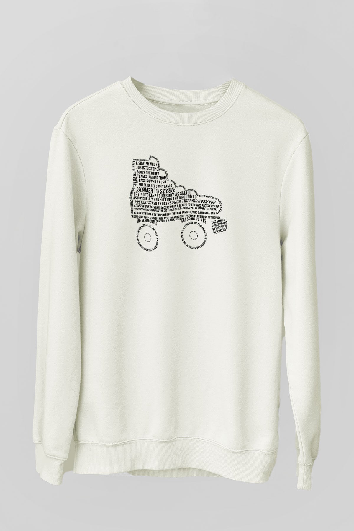 Paten Baskılı Unisex Ekru Sweatshirt