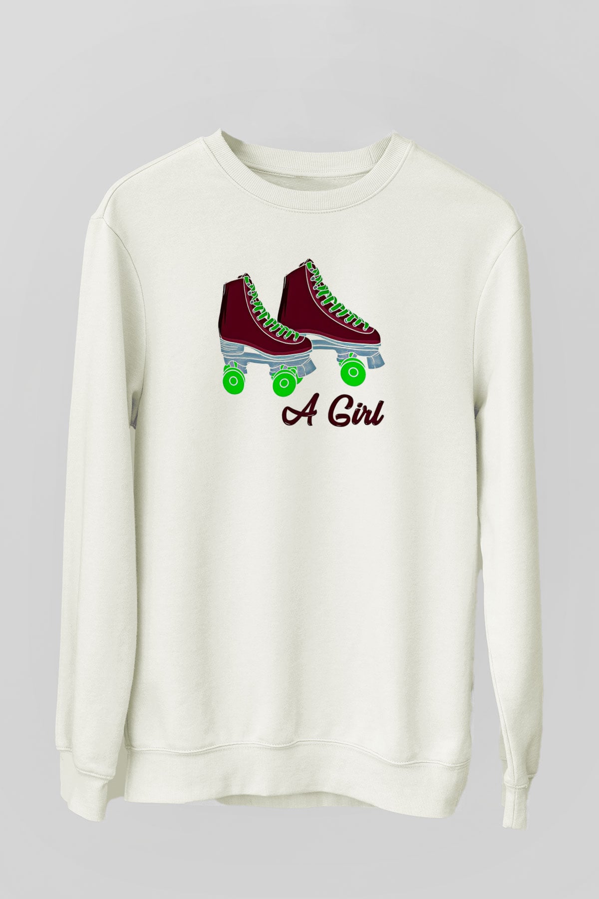 Paten Baskılı Unisex Ekru Sweatshirt